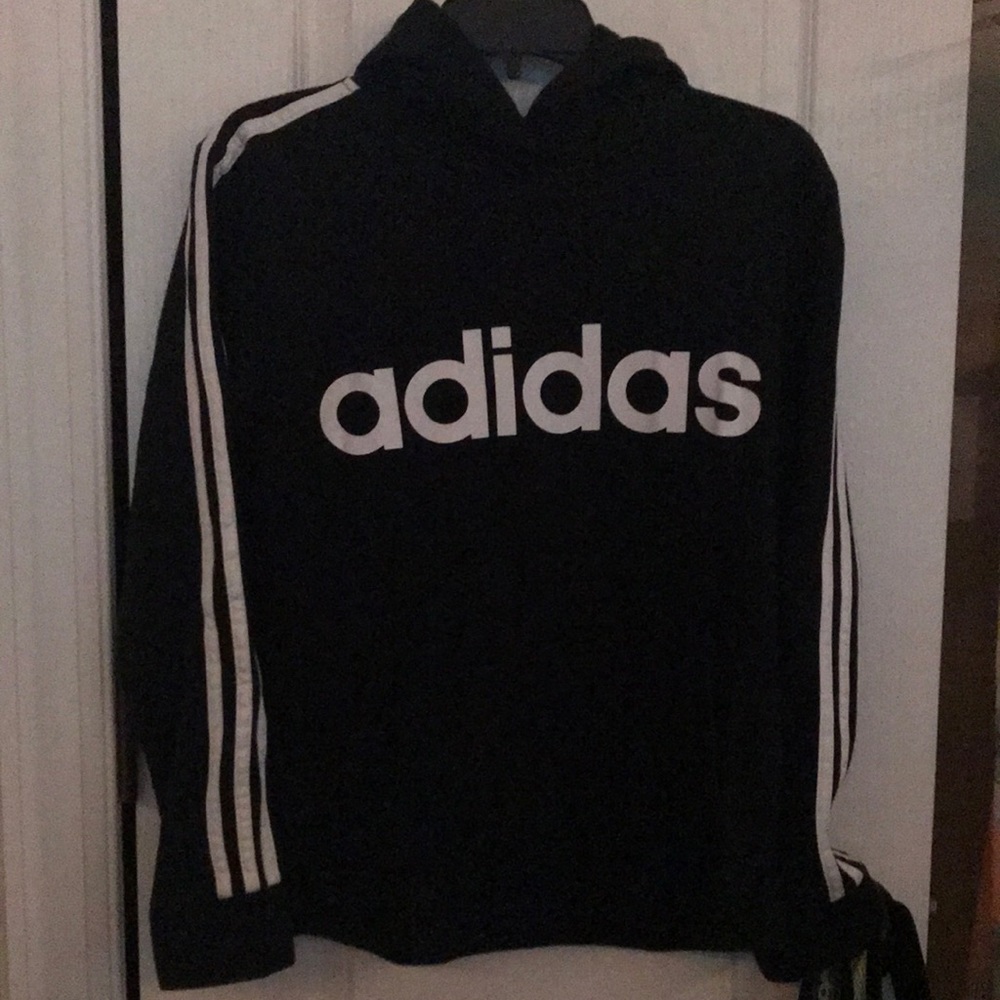 Adidas black and white boys striped sweatshirt
